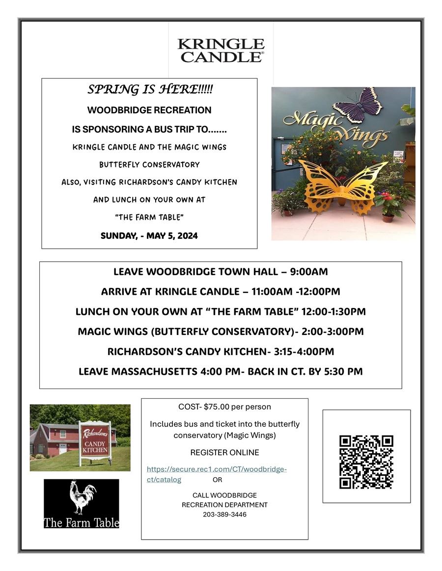 Magic Wings Butterfly Conservatory Spring Bus Trip flier